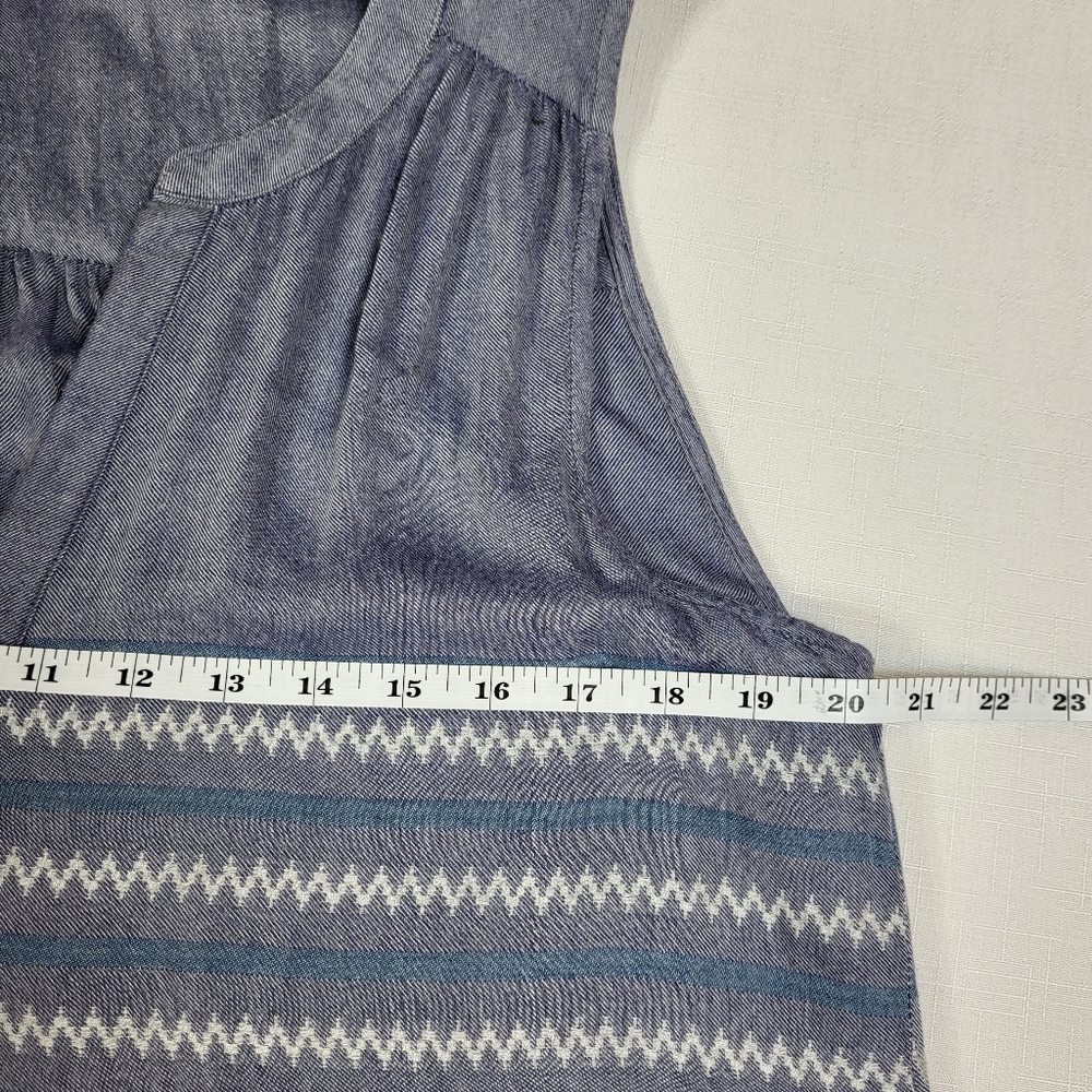 Dylan Sleeveless TOP Blue White Stripe Tunic Womens Size Medium M Fringe Tassels - Picture 6 of 14